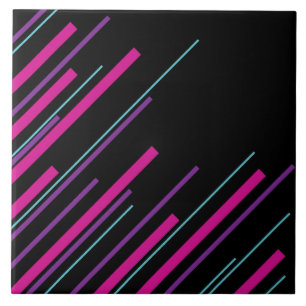 Diagonalen - Roze, Paars, blauw en zwart Tegeltje