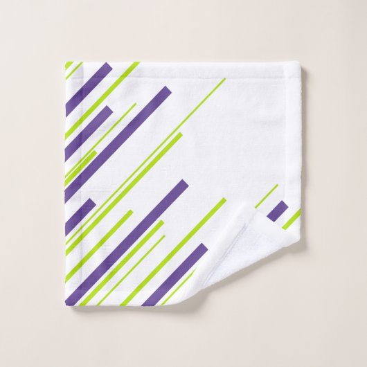 Diagonales en vert citron vert et violet (Gant de toilette)