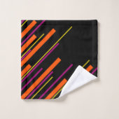 Diagonales - Noir, rose, orange et jaune (Gant de toilette)