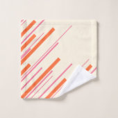 Diagonales - rose, orange et crème (Gant de toilette)