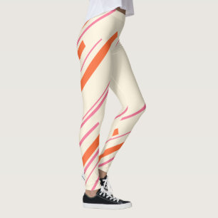 Diagonals - Roze, Sinaasappel en Crème Leggings