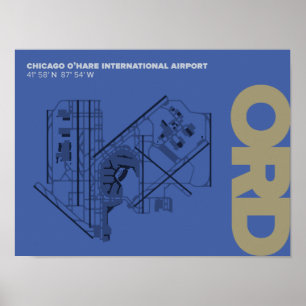Diagram-Poster van Chicago O'Hare Airport (ORD) Poster