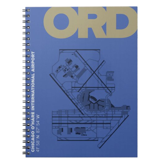 Diagram van Chicago O'Hare Airport (ORD)-notebook Notitieboek (Voorkant)