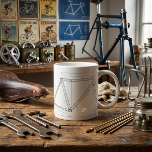 Diagram van de geometrie van een fietsframe koffiemok