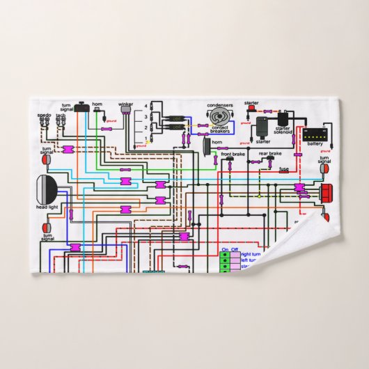 Diagramme de câblage de moto. (Serviette à main)