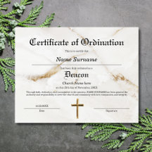 Diaken Kerk Certificaat van Priesterwijding