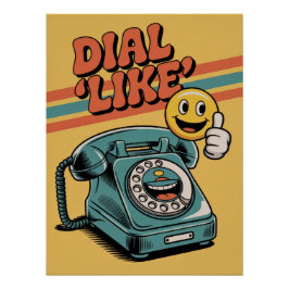 "Dial 'Like'" Retro Phone with Pop Art Emoji Perfect Poster