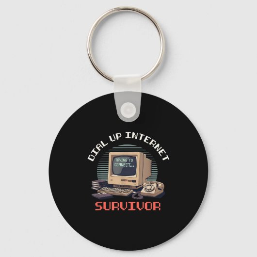 Dial Up Internet Survivor Funny Retro Computer Lov Sleutelhanger (Voorkant)