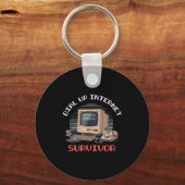 Dial Up Internet Survivor Funny Retro Computer Lov Sleutelhanger (Voorkant)