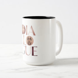 Dialogue Faces Gradient Letters Mug Tweekleurige Koffiemok