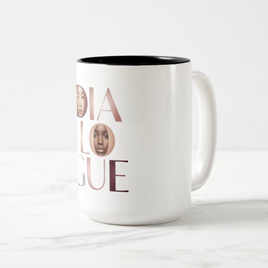 Dialogue Faces Gradient Letters Mug Tweekleurige Koffiemok (Voorkant rechts)