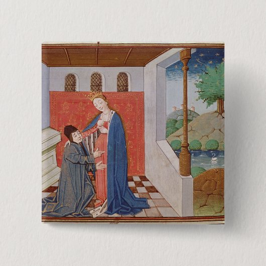 Dialoog tussen Boethius en Filosofie Vierkante Button 5,1 Cm (Voorkant)