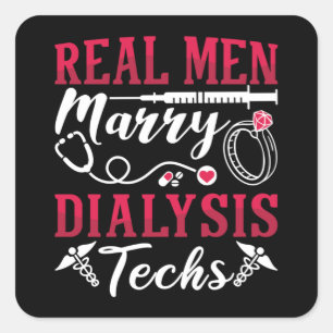 Dialyse Nurse Echte Mannen Dialyse Tech Vierkante Sticker
