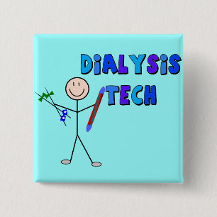 Dialyse Tech STICK MAN Design Vierkante Button 5,1 Cm