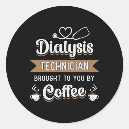 Dialyse-technicus met droge koffie-nefrologie ronde sticker (Voorkant)