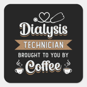 Dialyse-technicus met droge koffie-nefrologie vierkante sticker