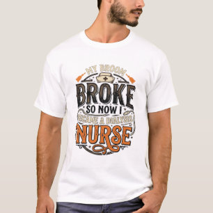 Dialyse Verpleegster Halloween Bezem Gebroken Vint T-shirt