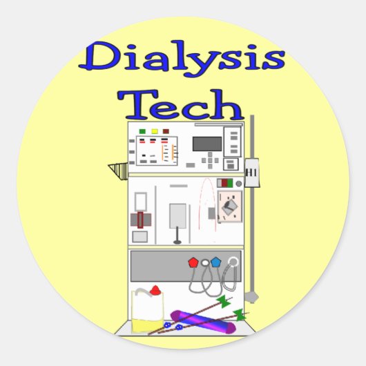 Dialysetechnicus — Fresenius-ontwerp machine Ronde Sticker (Voorkant)