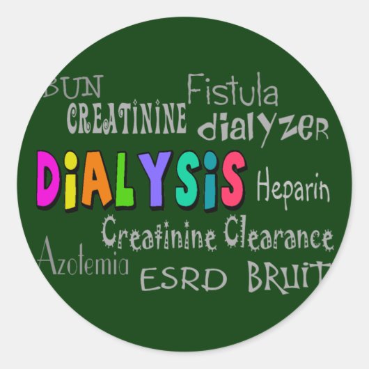 Dialyseterminologie — cadeaus ronde sticker (Voorkant)