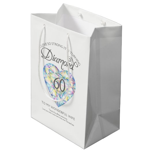 Diamant 60e anniversaire personnalisé sac cadeau b (Dos Angle)