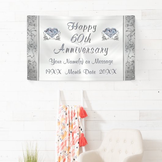 Diamant, 60e Jubileum banners, gepersonaliseerd Spandoek (Insitu)