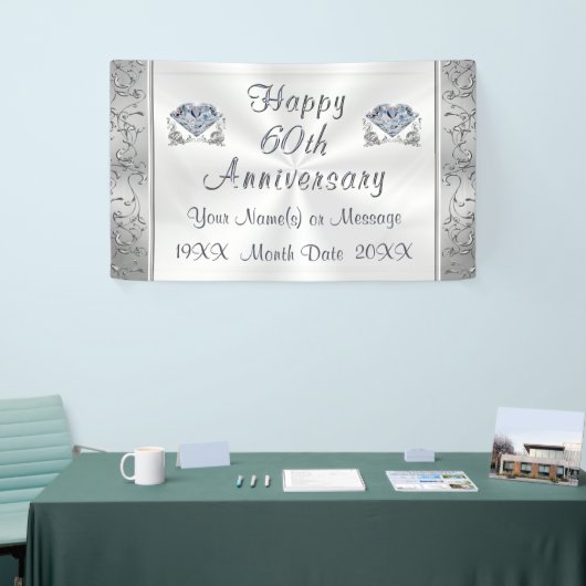 Diamant, 60e Jubileum banners, gepersonaliseerd Spandoek (Beurs)
