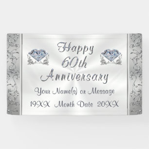Diamant, 60e Jubileum banners, gepersonaliseerd Spandoek