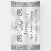 Diamant, 60e Jubileum banners, gepersonaliseerd Spandoek (Verticaal)
