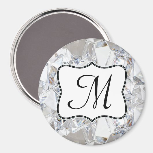 Diamant Cristal Glitz Monogramme Aimant initial (Recto/Verso)