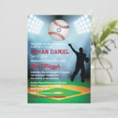 Diamant de baseball à Night Bar Mitzvah Invitation (Debout devant)
