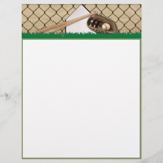 Diamant de baseball sur papier à lettres vert (Devant)