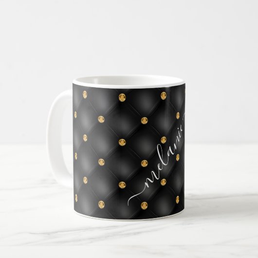 Diamant d'or noir Tufé Votre nom Mug de café (Devant gauche)