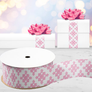 Diamant Eindeloze Knoop Tint in Roze Grosgrain Lint