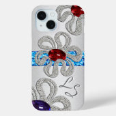 Diamant en edelsteen ingelegde bloemen - Monogramm Case-Mate iPhone Case (Achterkant)