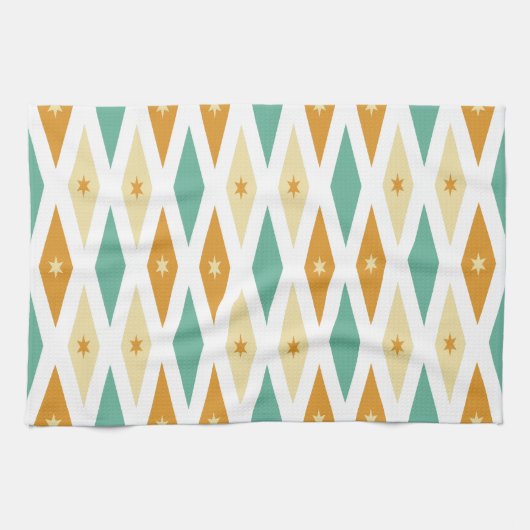 Diamant en sterren retro midden eeuw theedoek (Horizontaal)