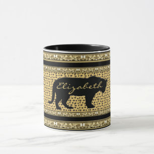 Diamant et léopard avec nom Mug