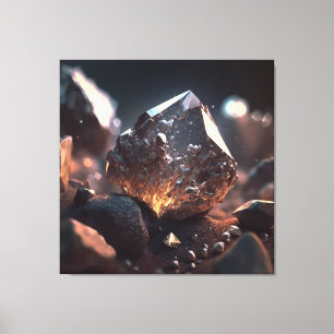 Diamant Geïnspireerde Kristal met Warme Amber Lich Canvas Afdruk