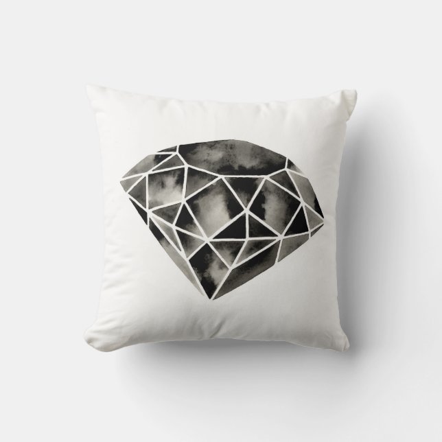 Diamant géométrique. Moderne. Blanc noir. Coussin (Recto)