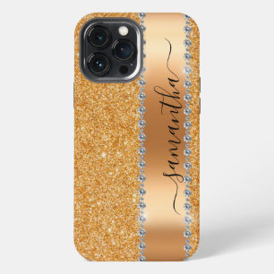 Diamant Glitter Calligrafie Naam Koper iPhone 13 Pro Max Hoesje