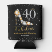 Diamant Glitter Veertig en Fabulous 40ste verjaard Blikjeskoeler (Achterkant)