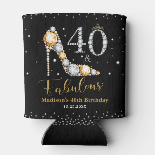 Diamant Glitter Veertig en Fabulous 40ste verjaard Blikjeskoeler (Achterkant)