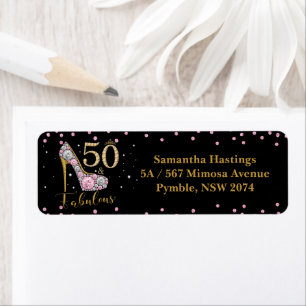 Diamant Glitter Vijftig en Fabulous 50ste Verjaard Etiket