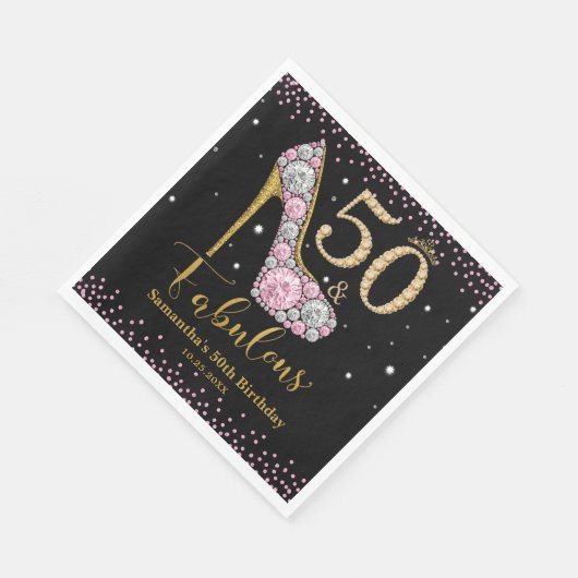 Diamant Glitter Vijftig en Fabulous 50ste Verjaard Servet (Hoek)