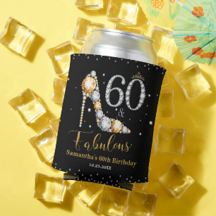 Diamant Glitter Vijftig en Fabulous 60ste Verjaard Blikjeskoeler