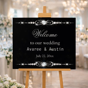 Diamant Glitter Welkom op Onze Bruiloft Poster