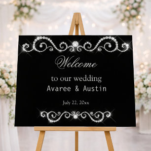 Diamant Glitter Welkom op Onze Bruiloft Poster