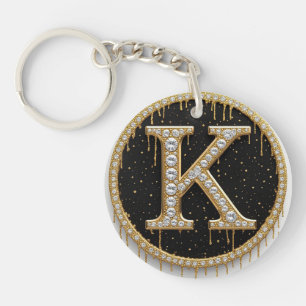 Diamant Gouden Monogram K Cadeau Sleutelhanger