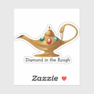 Diamant in de ruwe gejuwelde gouden Arabische lamp Sticker