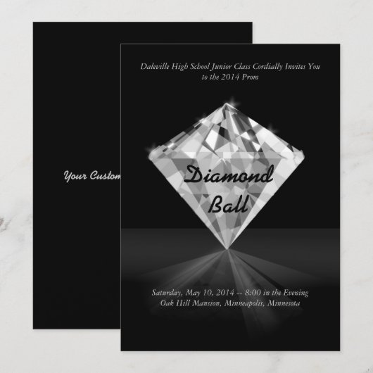 Diamant - Invitations de Bling Prom (Devant / Derrière)