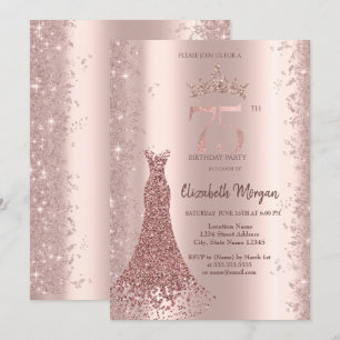 Diamant Jurk Roze Gouden Glitter Stof 75ste Verjaa Kaart